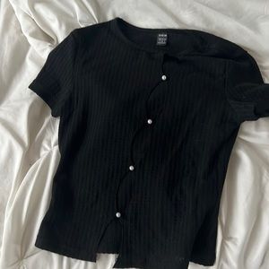 Black shirt with pearls